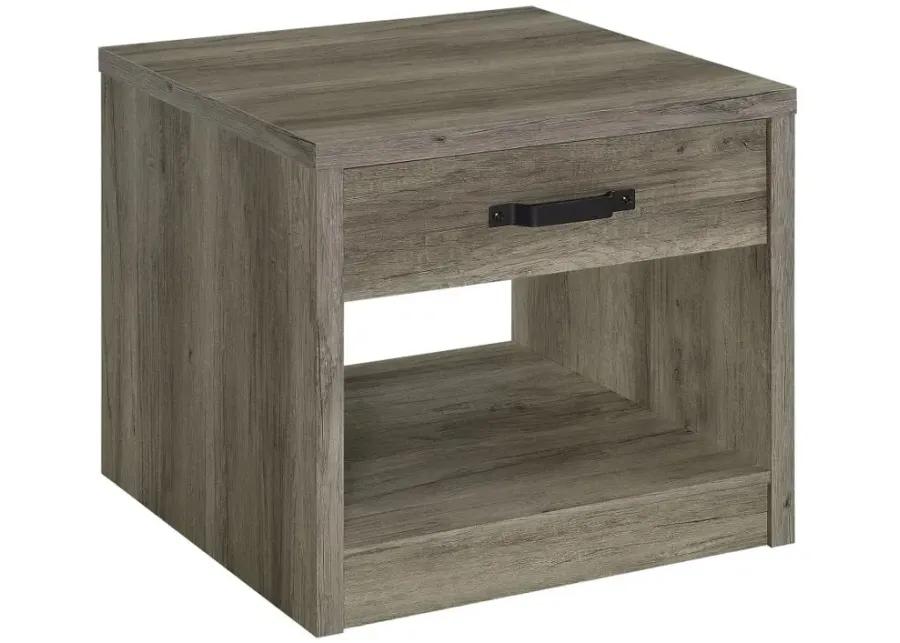 Felix 1-drawer Square Engineered Wood End Table Grey Driftwood