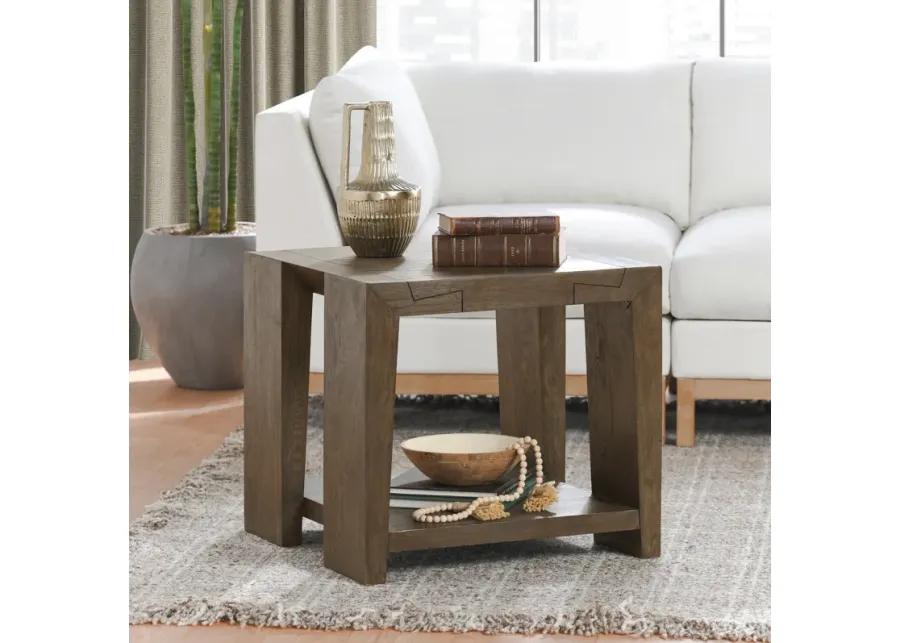 Troy Oak End  Table in Antique Brown