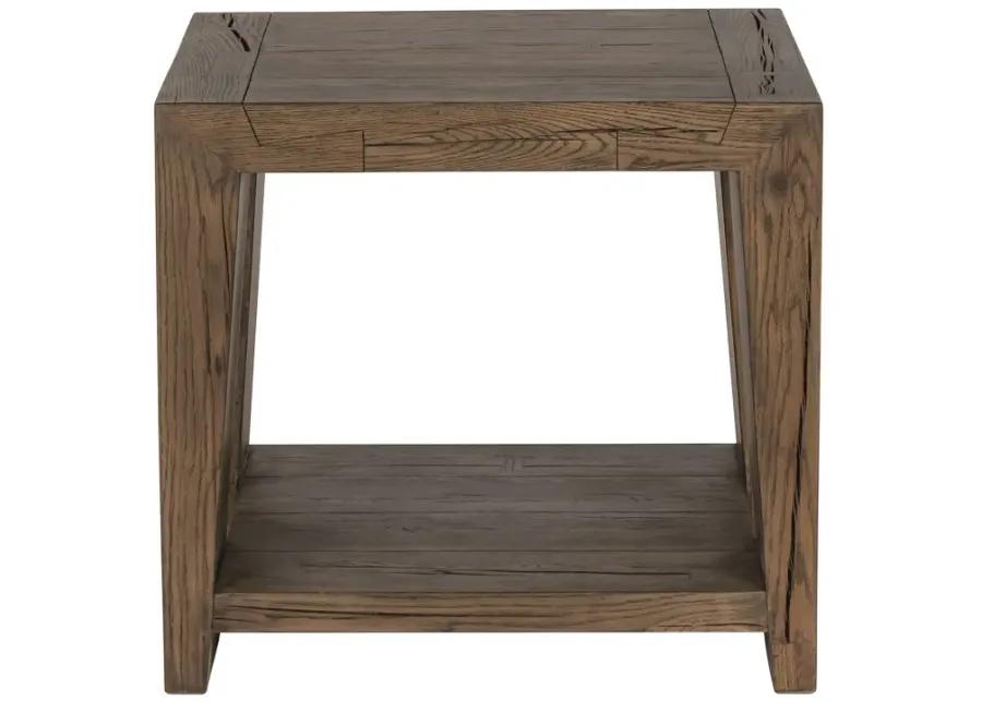 Troy Oak End  Table in Antique Brown