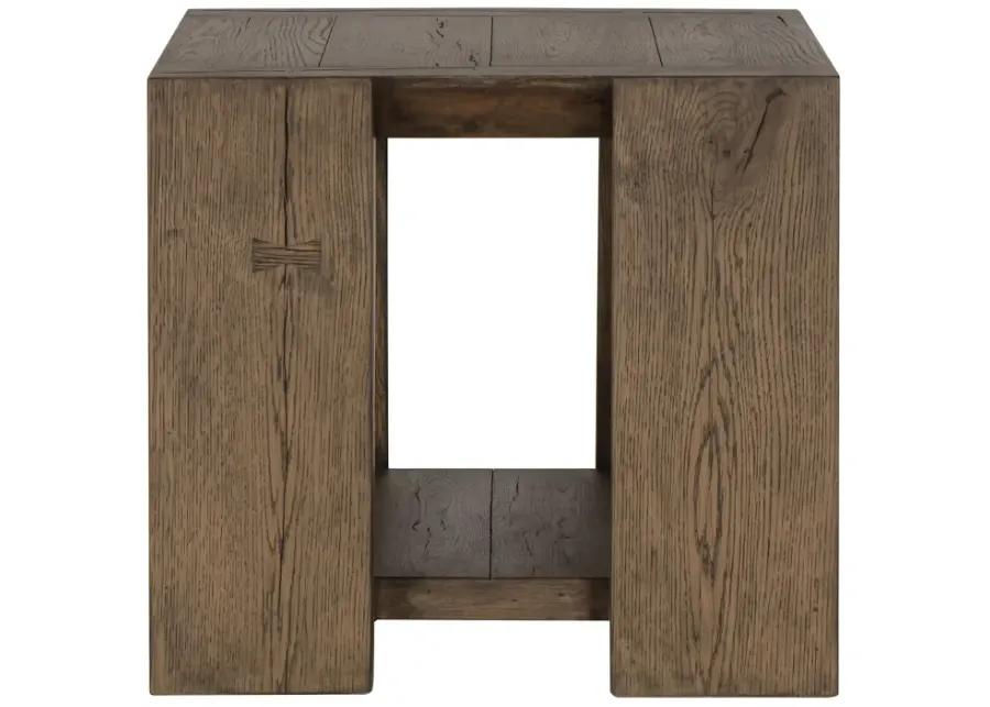 Troy Oak End  Table in Antique Brown