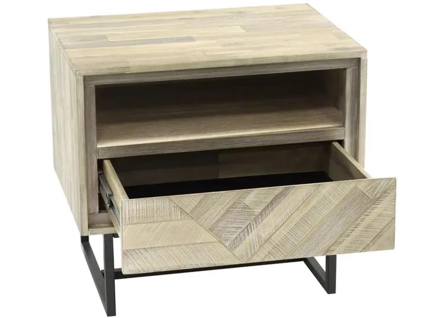 Peridot 1 Drawer Nightstand in Natural Acacia Wood