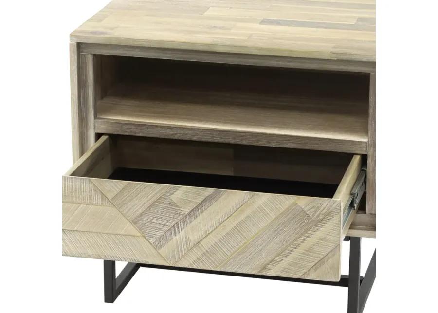 Peridot 1 Drawer Nightstand in Natural Acacia Wood