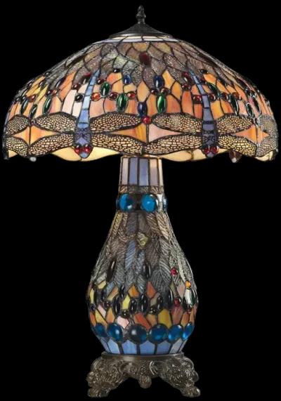 Dragonfly 26" High 3-Light Table Lamp - Tiffany Glass