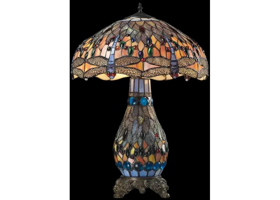 Dragonfly 26" High 3-Light Table Lamp - Tiffany Glass