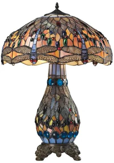 Dragonfly 26" High 3-Light Table Lamp - Tiffany Glass