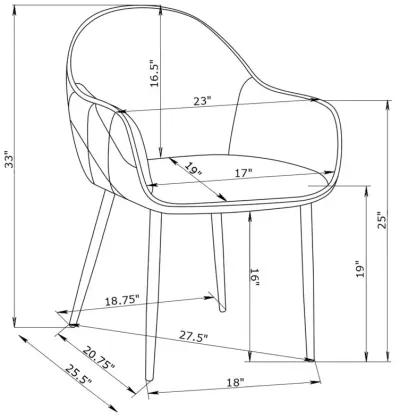 Emma Upholstered Dining Arm Chair Charcoal and Black (Set of 2)