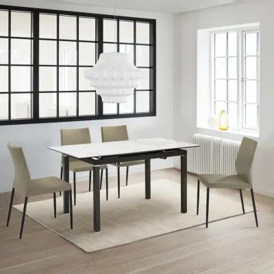 Giana Kash 5 Piece Extendable Dining Set with Taupe Gray Faux Leather Chairs