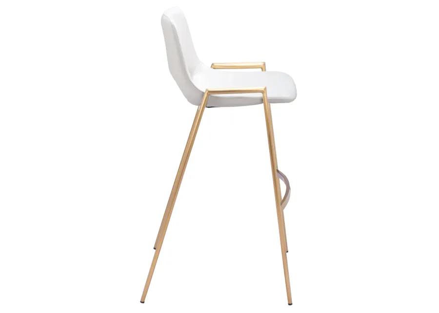 Desi Barstool (Set of 2) White & Gold