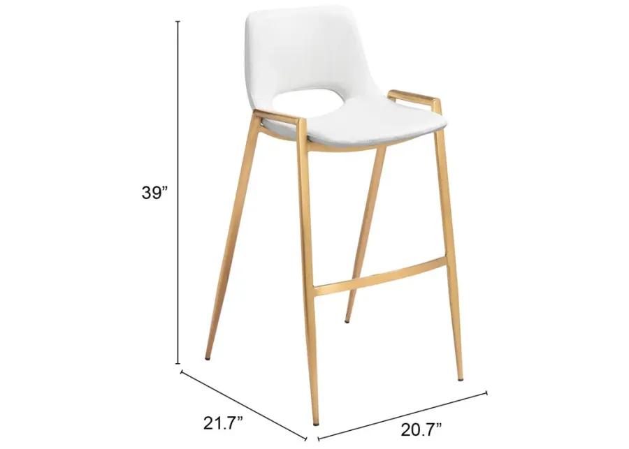 Desi Barstool (Set of 2) White & Gold