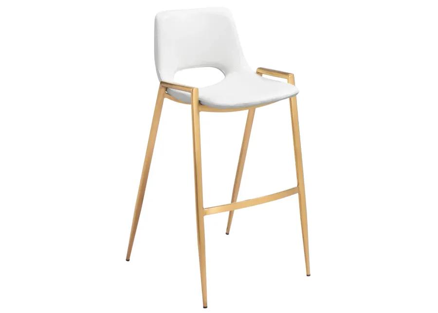 Desi Barstool (Set of 2) White & Gold