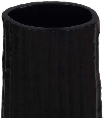 Metal, 58" Ribbed Floor Vase, Black