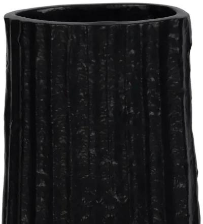 Metal, 58" Ribbed Floor Vase, Black