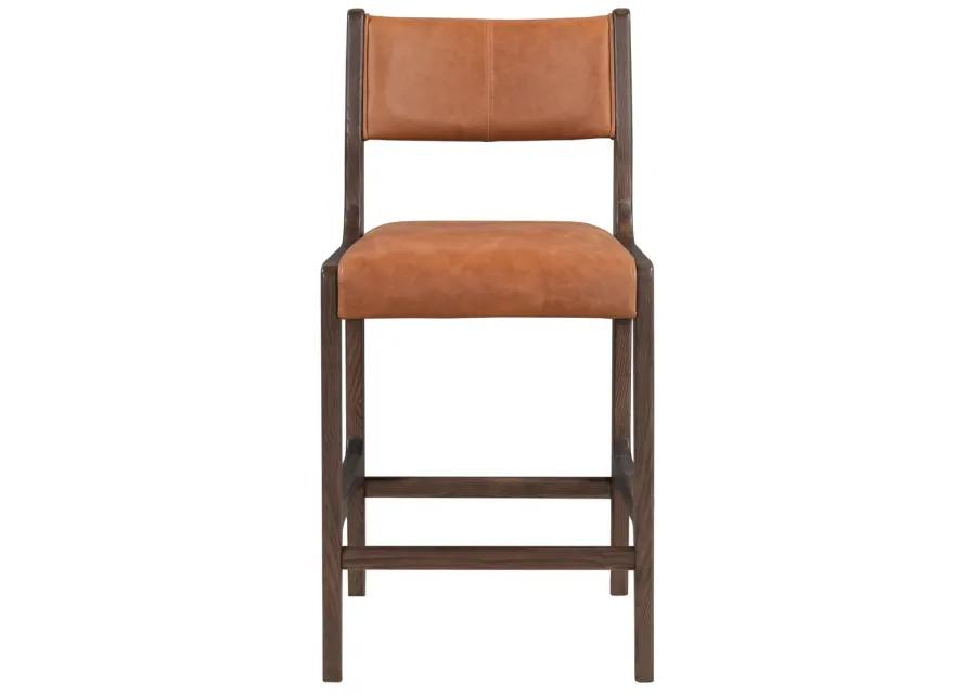 Wayne 28" Top Grain Leather Autumn Brown Counter Stool