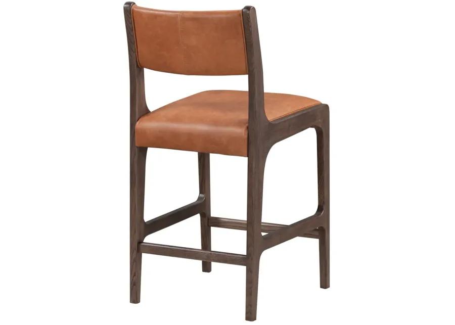 Wayne 28" Top Grain Leather Autumn Brown Counter Stool