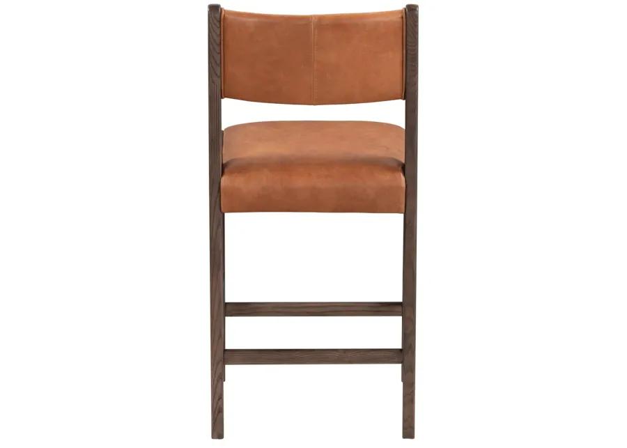 Wayne 28" Top Grain Leather Autumn Brown Counter Stool