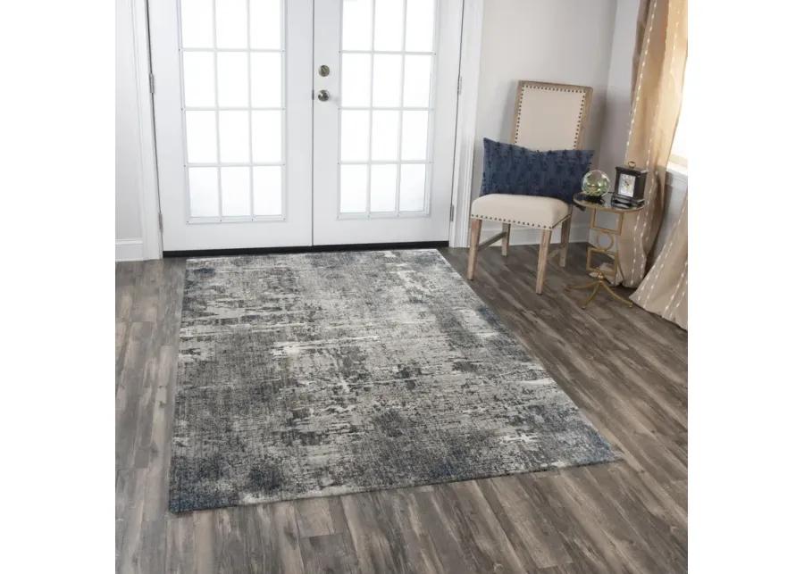 Ankara Gray/Blue Abstract Recycled Polyester 5'2" x 7'9" Rectangle Rug