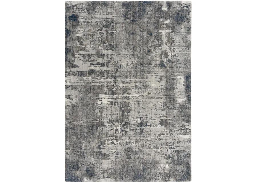 Ankara Gray/Blue Abstract Recycled Polyester 5'2" x 7'9" Rectangle Rug