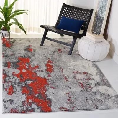 Adirondack Contemporary Orange / Grey 2'-6" X 8' Powerloomed Rug