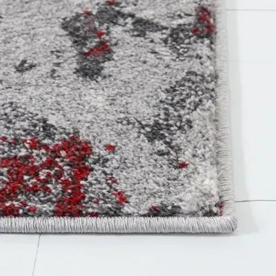 Adirondack Contemporary Red / Grey 2'-6" X 6' Powerloomed Rug