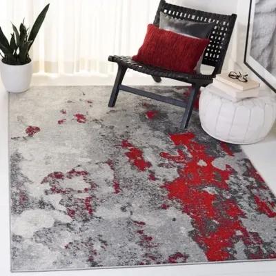 Adirondack Contemporary Red / Grey 2'-6" X 6' Powerloomed Rug