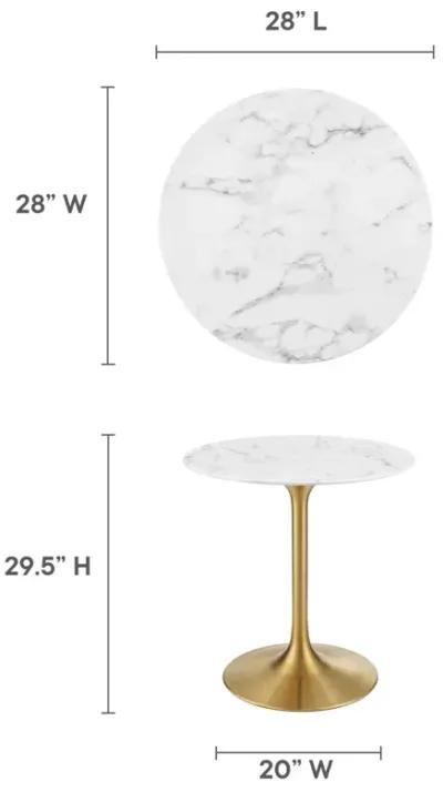 Lippa 28" Round Artificial Marble Dining Table