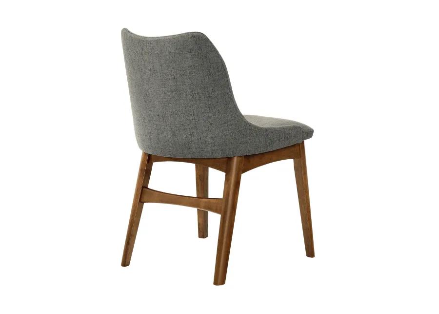 Azalea Charcoal Fabric and Walnut Wood Dining Side Chairs - Set of 2