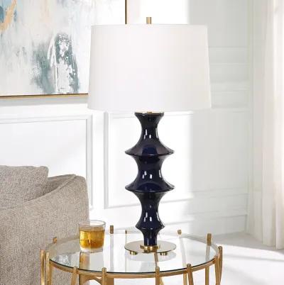 Coil Sculpted Blue Table Lamp