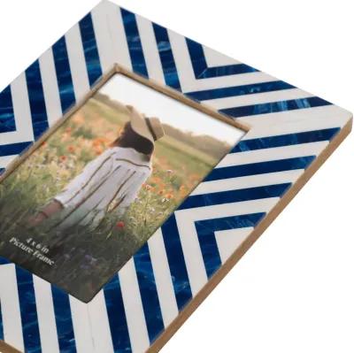 Resin, 4x6 Striped Photo Frame, Blue