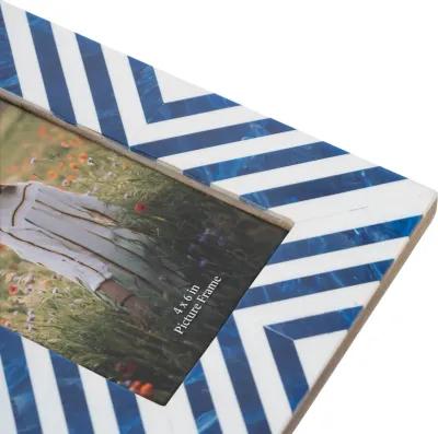 Resin, 4x6 Striped Photo Frame, Blue