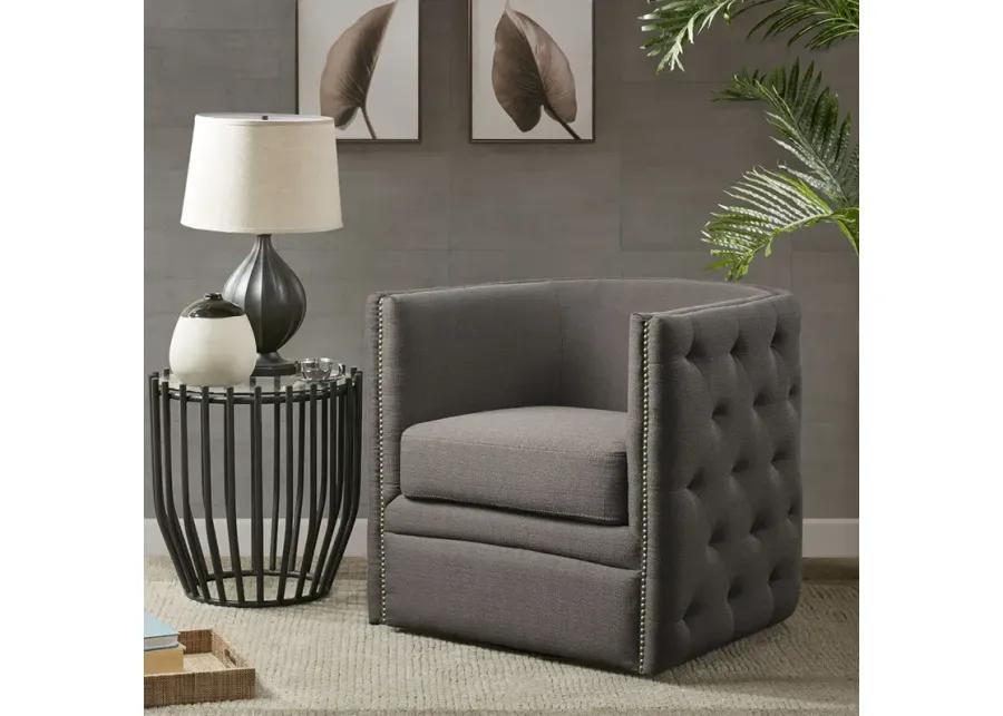 Madison Park Capstone Grey Tufted Barrel Swivel Chair