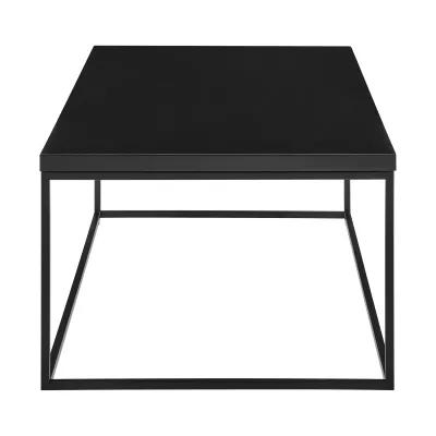 Teresa Rectangle Coffee Table in High Gloss Black with Matte Black Base