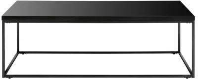 Teresa Rectangle Coffee Table in High Gloss Black with Matte Black Base