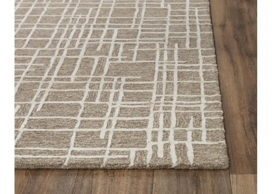 Jazz Brown/Natural Geometric Wool/Tencel 5' x 7'6" Rectangle Rug