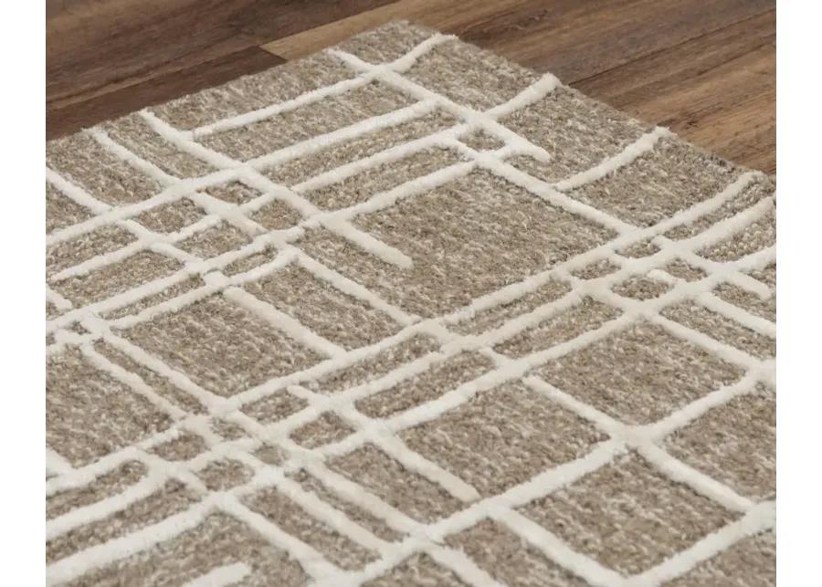 Jazz Brown/Natural Geometric Wool/Tencel 5' x 7'6" Rectangle Rug