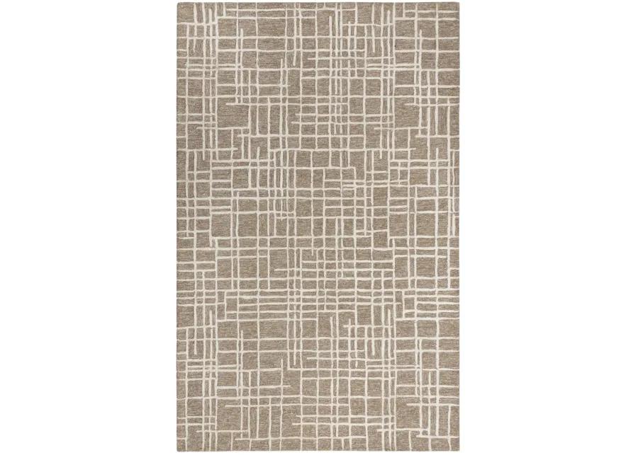 Jazz Brown/Natural Geometric Wool/Tencel 5' x 7'6" Rectangle Rug