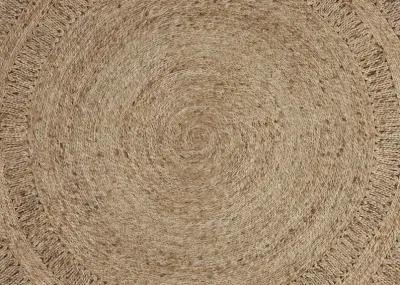 Nature True Tan Contemporary Braided Organic Jute Indoor Round Area Rug 7'6"