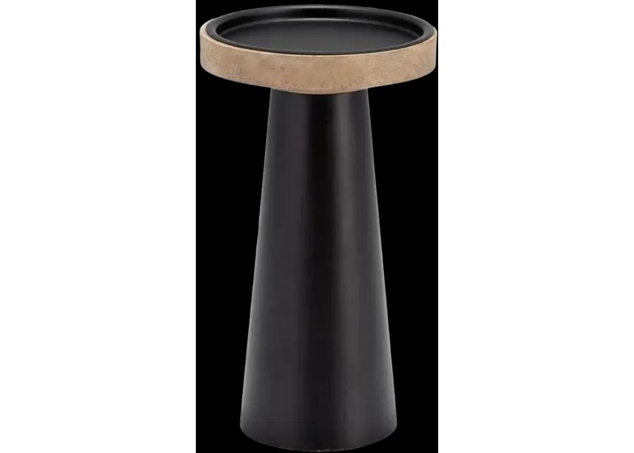 Wood, 12" Flat Candle Holder Stand, Black/natural