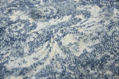 Impressions Blue Classic/Modeled NZ Wool/Tencel Blend 2'6" X 10' Runner Rug