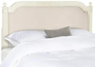 Rustic Wood Beige Linen Queen Headboard