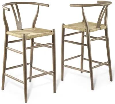 Amish Wood Bar Stool Set of 2