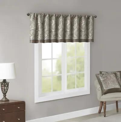 Madison Park Aubrey Blue/Brown Jacquard Window Valance