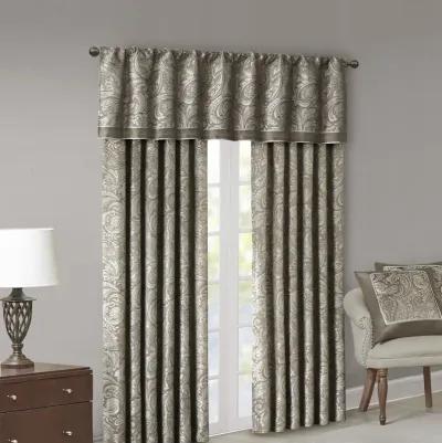 Madison Park Aubrey Blue/Brown Jacquard Window Valance