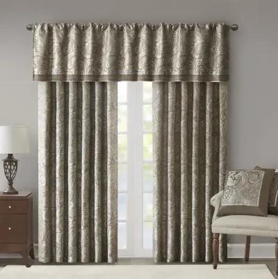 Madison Park Aubrey Blue/Brown Jacquard Window Valance