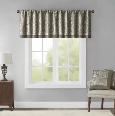 Madison Park Aubrey Blue/Brown Jacquard Window Valance