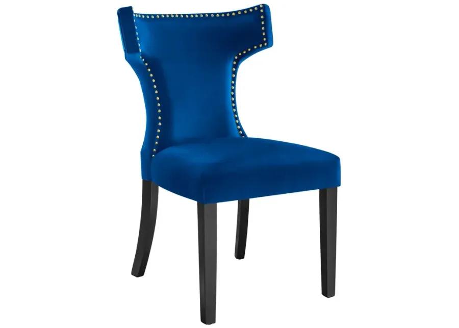 Curve Performance Velvet Dining Chairs - Set of 2