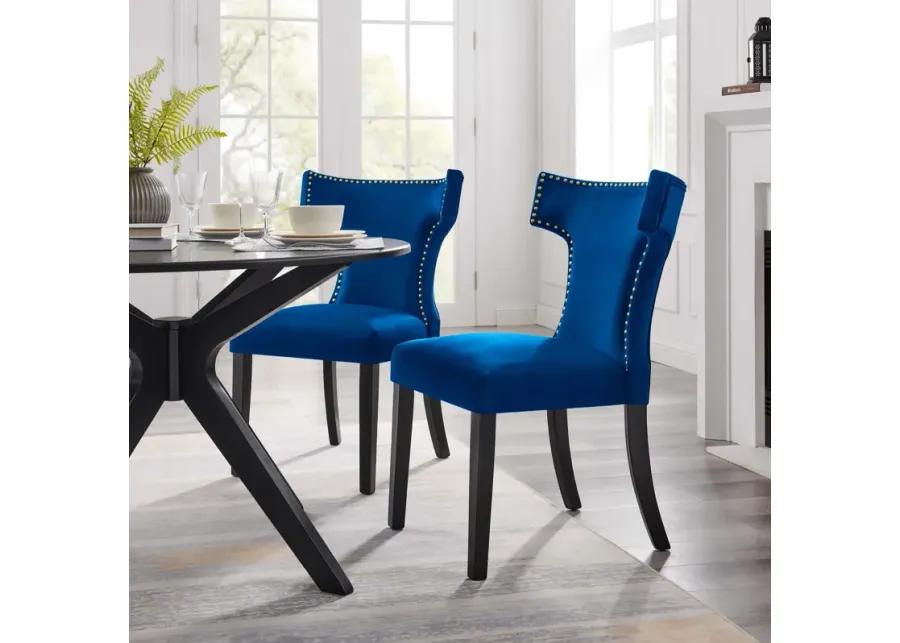 Curve Performance Velvet Dining Chairs - Set of 2