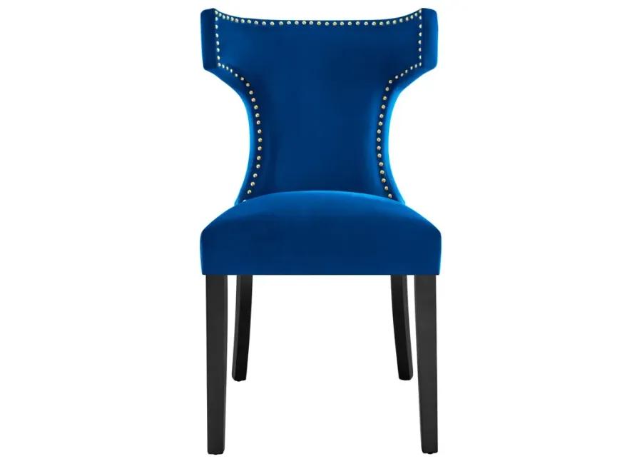 Curve Performance Velvet Dining Chairs - Set of 2