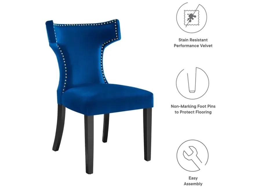 Curve Performance Velvet Dining Chairs - Set of 2