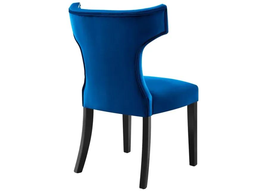 Curve Performance Velvet Dining Chairs - Set of 2