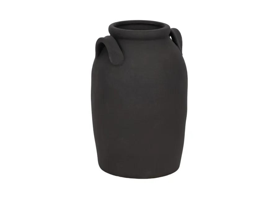 8" Rough Finish Jug With Handles, Black